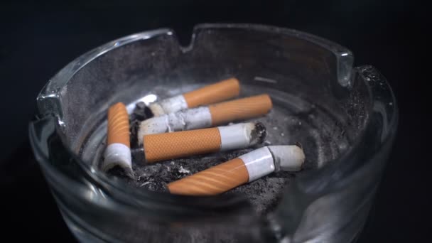 Extinguish a cigarette in an ashtray — Stock Video