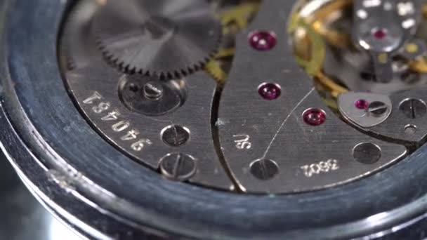 Mecanismo de trabajo de un reloj de bolsillo — Vídeos de Stock