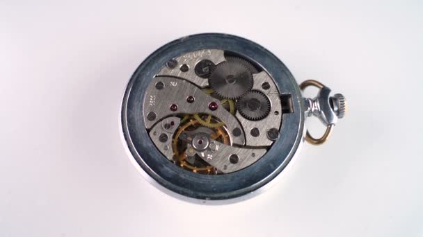 Working mechanism of a pocket watch — Stock Video