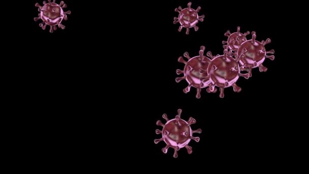 Animierte Coronavirus-Moleküle. Alpha-Kanal — Stockvideo