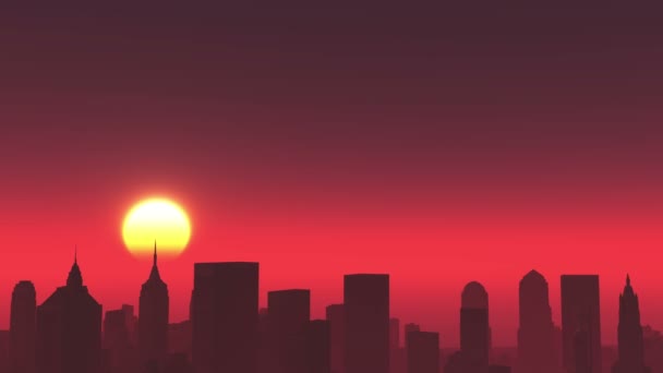 4k, timelapse amanecer, edificio urbano de negocios y rascacielos, escena de la ciudad de Nueva York — Vídeo de stock