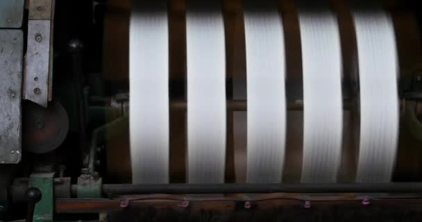 4k Machine Producing Tissues In A Silk Factory,Spinning Machine Collect silk. — Stock Video