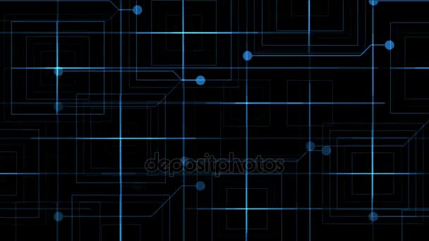 4k Virtual electric circuit,science tech lines,matrix dots particle background. — Stock Video