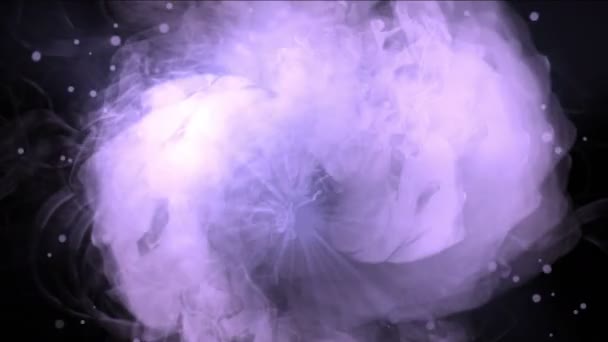 4k Explosión de energía flash, nubes niebla salpicaduras de humo, fuegos artificiales de gas partículas — Vídeos de Stock