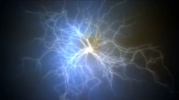 4 k abstraktní aktuální blesky, magnetické energie, ionty částice ohňostroj. — Stock video