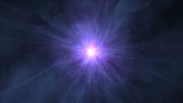 4k Зірки туманності промені енергії лазерний всесвіт тунелі космос, атомне випромінювання вогню . — стокове відео