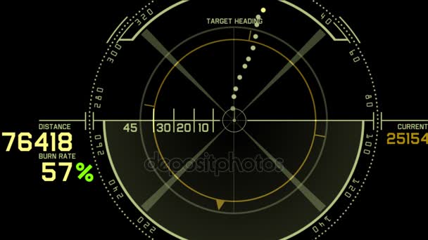 Affichage d'écran de technologie de signal GPS de radar 4k, navigation d'ordinateur de données de science-fiction — Video