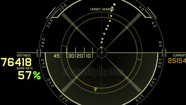 4 k Radar Gps signaal tech schermweergave, wetenschap sci-fi gegevens computer navigatie — Stockvideo