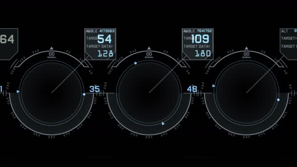 4 k 雷达 Gps 信号科技屏幕显示、 科学科幻数据计算机导航 — 图库视频影像