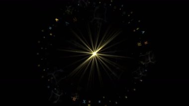 4 k Roma numarası, ışınları yıldız ışık, enerji parçacıkları havai fişek arka plan, teknoloji zaman