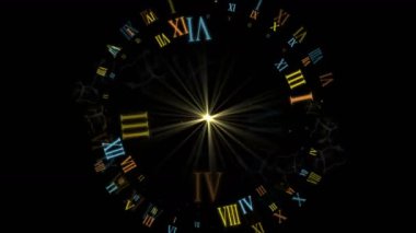 4 k Roma numarası, ışınları yıldız ışık, enerji parçacıkları havai fişek arka plan, teknoloji zaman