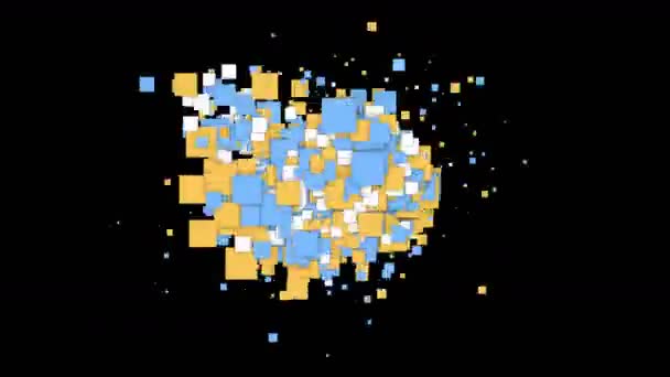 4k Astratti frammenti di carte quadrate, frammenti di mosaico particelle fuochi d'artificio sfondo — Video Stock