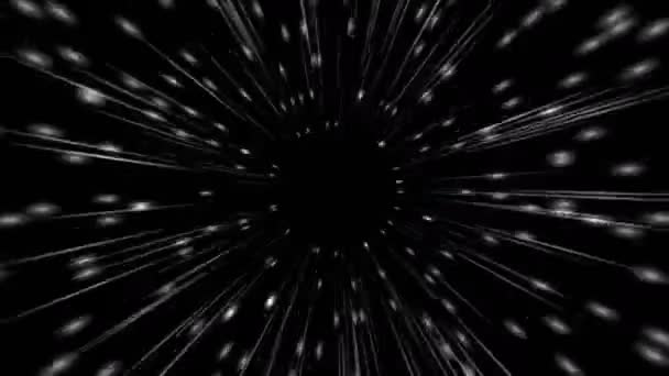 4k Lignes de vitesse passages en soufflerie voyage, rayons lumière, feux d'artifice de particules spatiales . — Video