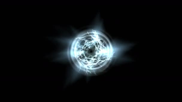 4 k abstraktní energie magická koule energie tunel, blesk magnetické částice ohňostroj — Stock video