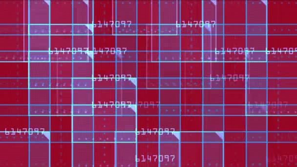 4k Virtual number square, science tech lines matrix grid background . — стоковое видео