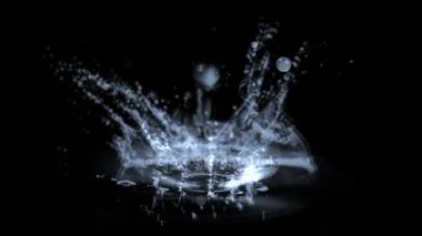 4 k Waterdrop dalgalanma sıçrama Şofben, bahar su sıvı damla damlacık parçacıklar.