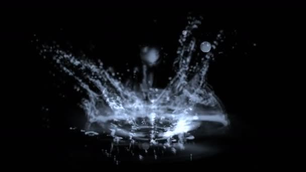 4k Goutte d'eau ondulation éclaboussure geyser, eau de source liquide goutte particules de gouttelettes . — Video