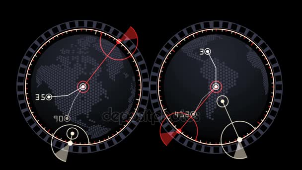 4 k Gps ziemi miasta mapy wojskowe radarowego Gps ekranu nawigacji interfejsu globalnego. — Wideo stockowe