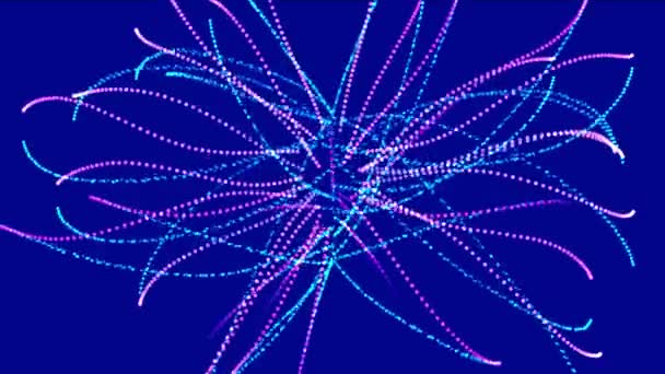 4k Abstract particles fiber optic cable fireworks lines space background. — Stock Video