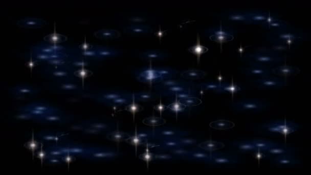 4 k の輝きスターライト ドット星夜背景で湖面の波紋. — ストック動画