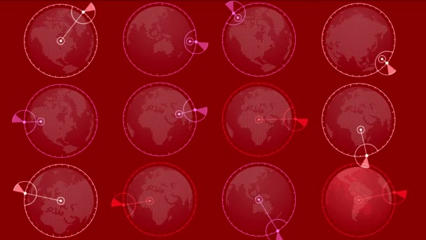 4k глобальная карта города GPS земля военный интерфейс навигации Radar GPS экран . — стоковое видео