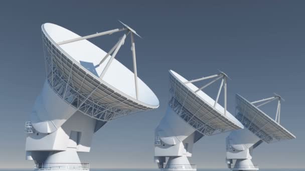Piatti satelite 4k, Grandi Osservatori Radio-TimeLapse, Radar, spazio esterno . — Video Stock