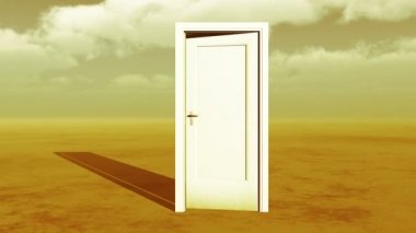 4 k açık kapı ve bulutlar geniş ovalarda uçan timelapse sci fi sahneleri.