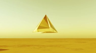 4 k döndürme cam piramit vahşi doğada,, Sci Fi dünya zemin gökten.