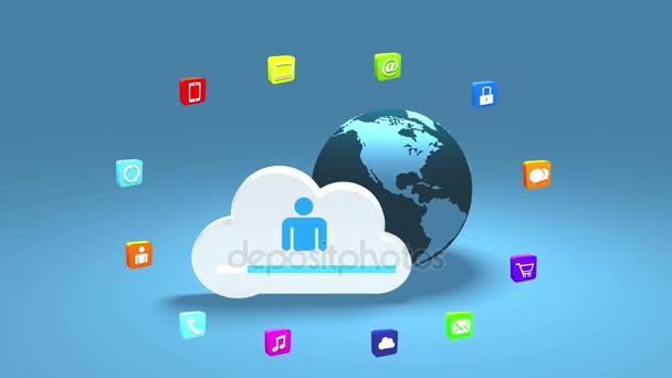 4k, Mettre à jour le nuage informatif, faire pivoter la terre, télécharger des progrès, backgroun web tech 