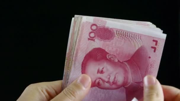 Counting money RMB, business . — стоковое видео