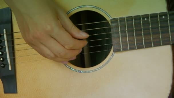 Man playing guitar, strum . — стоковое видео