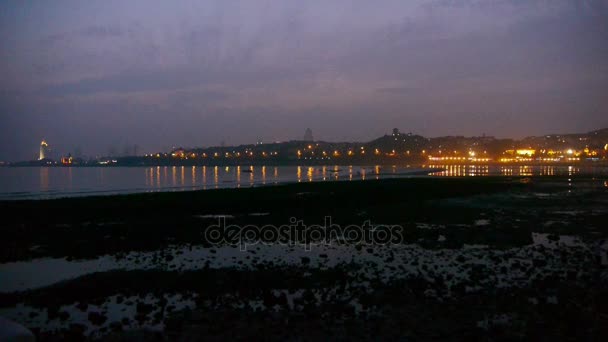 Spiaggia scena notturna di notte . — Video Stock