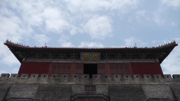 Great Wall & stone battlement,ancient DaiMiao city gate & movement of cloud. — Stock Video