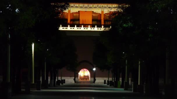 China-Sep 22,2016:close-up of Beijing Forbidden City palace & Tiananmen Square behind door. — Stock Video