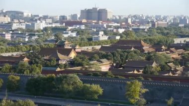 Çin antik kule mimari Pekin yasak şehir panoramik.