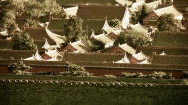 Çin antik kule mimari Pekin yasak şehir panoramik.