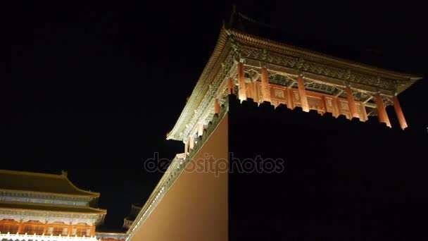 Close-up του Πεκίνου Απαγορευμένη Πόλη & Πανέμορφο παλάτι.το Σινικό Τείχος επάλξεις — Αρχείο Βίντεο