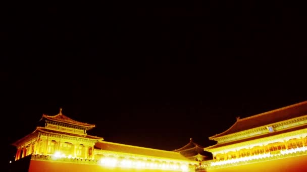 Panoramic of Beijing Forbidden City & Gorgeous palace.the Great Wall battment — стокове відео