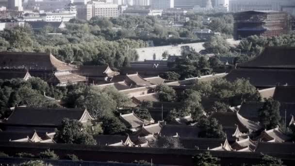 Panoramiczne architektury zabytkowej wieży Chiny Pekin Zakazane Miasto. — Wideo stockowe