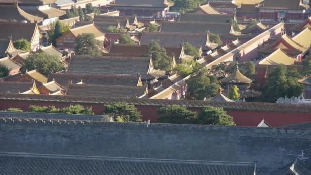 Panoramic of China ancient tower architecture Beijing Forbidden City. — Stock Video