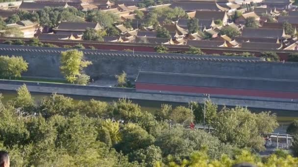 중국 고 대 타워 건축 베이징 자금성의 파노라마. — 비디오