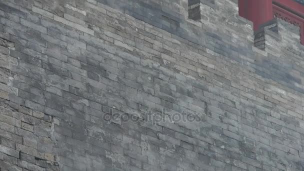 Alte Stadt große Mauer texture.Dach des verbotenen Stadtpalaste.Verwitterung von mas — Stockvideo