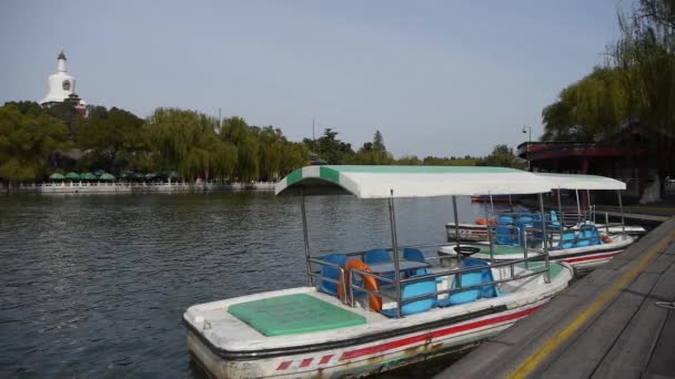 Çin-Ekim 09, 2016:Tourist Beyaz-Kule Pekin Çin için tırmanma taş merdivenle. — Stok video