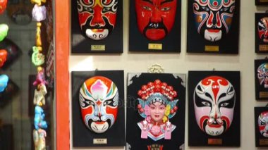 Pekin Opera maskesi duvardaki, Çin geleneği sanat kültür.