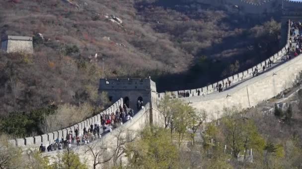Kína-szeptember 22, 2016:Great fal, Kína ősi építészet. — Stock videók