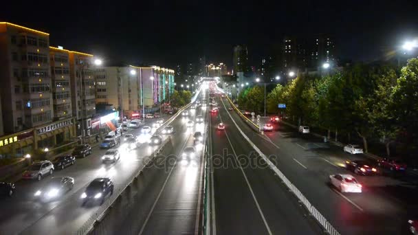 Chian-Aug 22, 2017: timelapse traffic jam at night . — стоковое видео