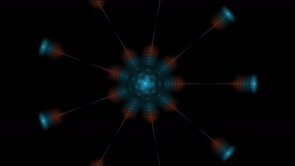 4k візерунок мікрохвильового гало, неонове освітлення науки майбутні дані сканування радіаційної енергії — стокове відео