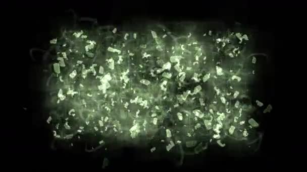 4k Abstracto flotador fragmento carta & carácter explosión, partículas de escombros, polvo de suciedad — Vídeos de Stock