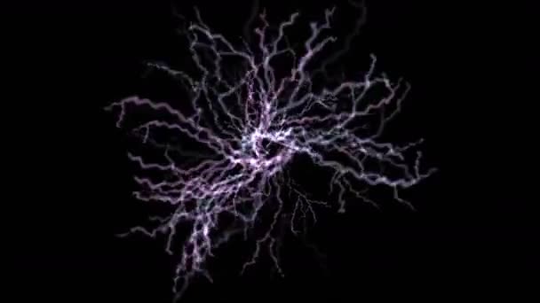 4k rayo tormenta partícula en la naturaleza, fuegos artificiales de voltaje de ciencia ficción . — Vídeos de Stock