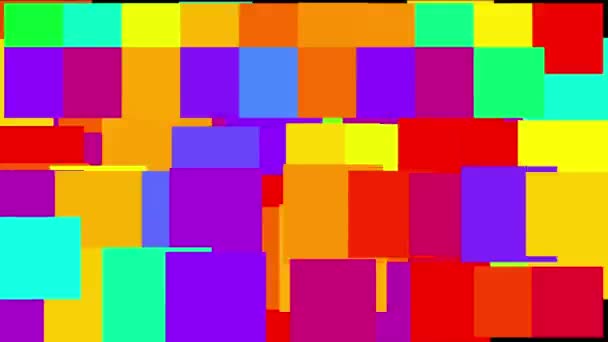 4k vj square neon light array matrix background & cube big data backdrop — стоковое видео